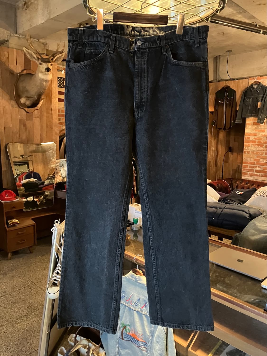 90s USA 빈티지 리바이스 517 부츠컷 블랙 데님 팬츠 상품이미지2