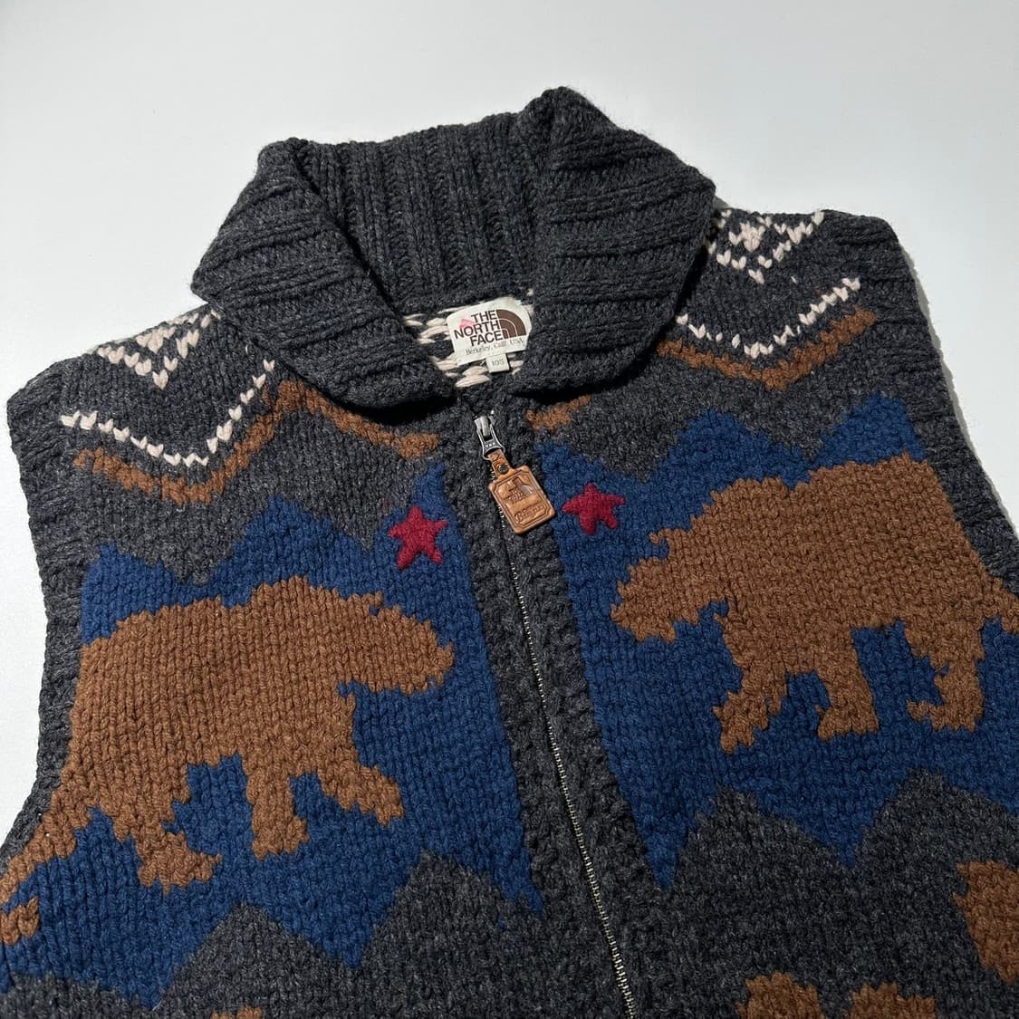 노스페이스 화이트라벨 코위찬 숄카라 패턴 핸드 니트 집업 가디건 베스트 상품이미지3