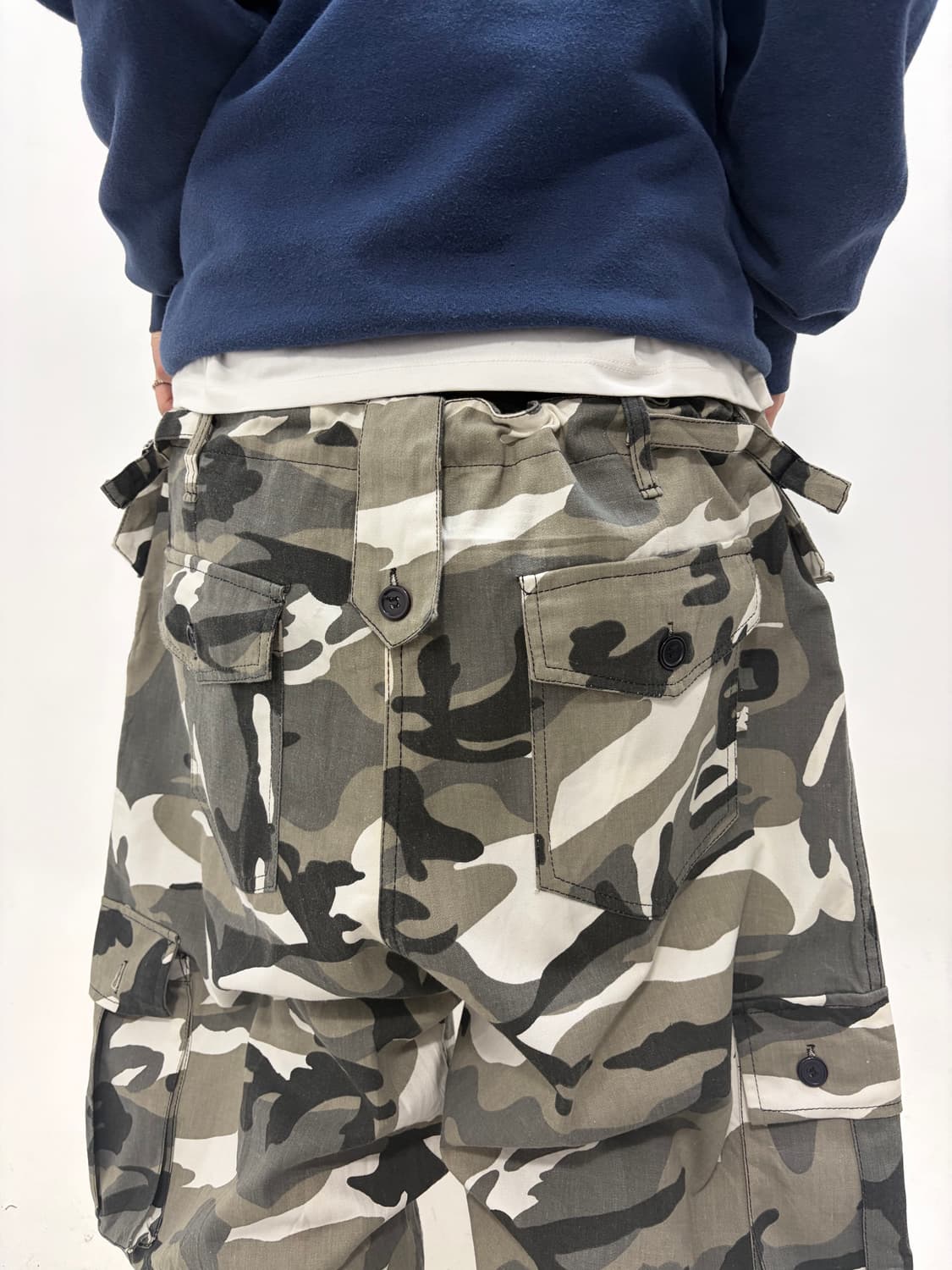 90s 빈티지 그레이 카모플라주 카고 와이드 팬츠 상품이미지4