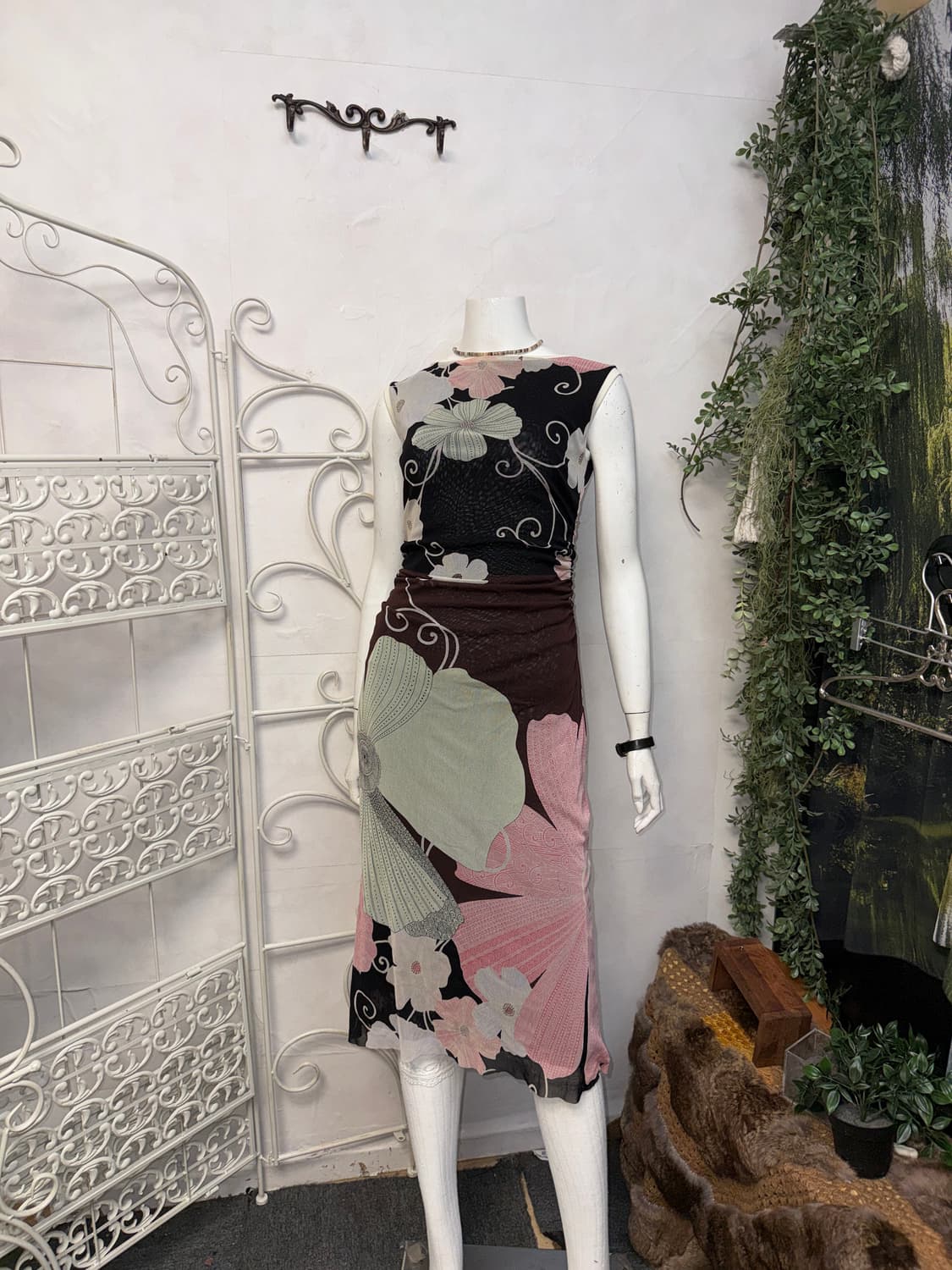 Kay Unger black pink oriental flower ops 상품이미지1