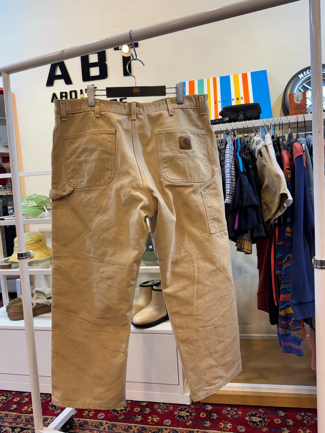 칼하트 90s USA 생산 더블니 캔버스 카펜터 팬츠 베이지 40in  상품이미지7