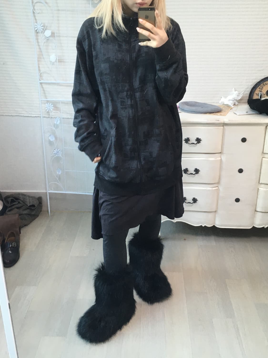 일본빈티지 y2k 블랙 패턴 집업  상품이미지5