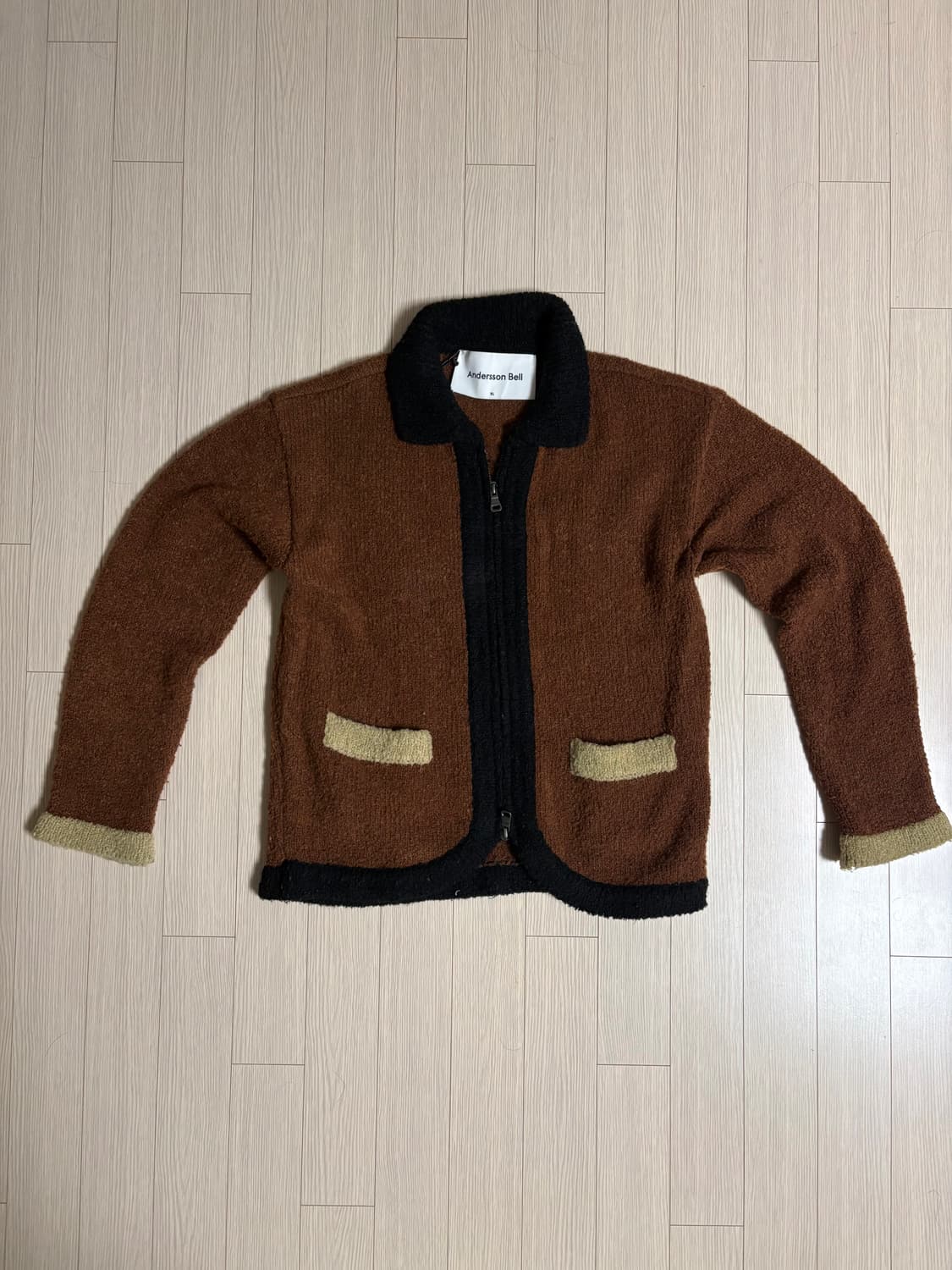 앤더슨벨 지퍼 니트 가디건 브라운 XL 상품이미지1