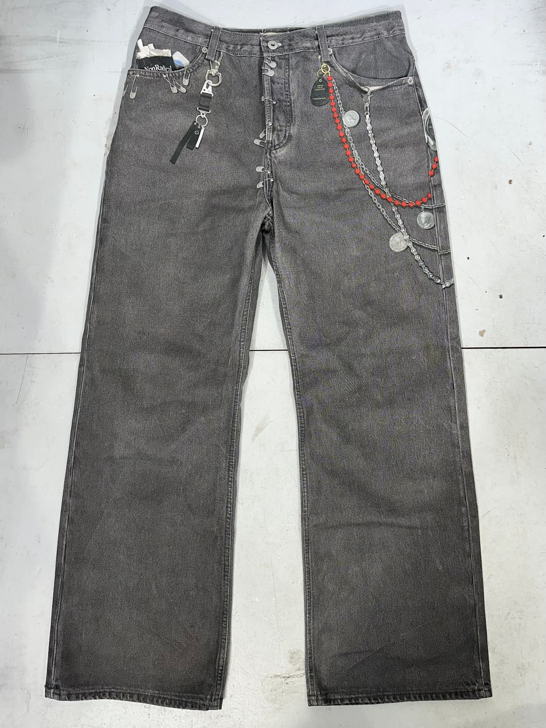 NONRADICAL 논래디컬 3D 체인 프린팅 힙합 와이드 데님 팬츠 상품이미지4