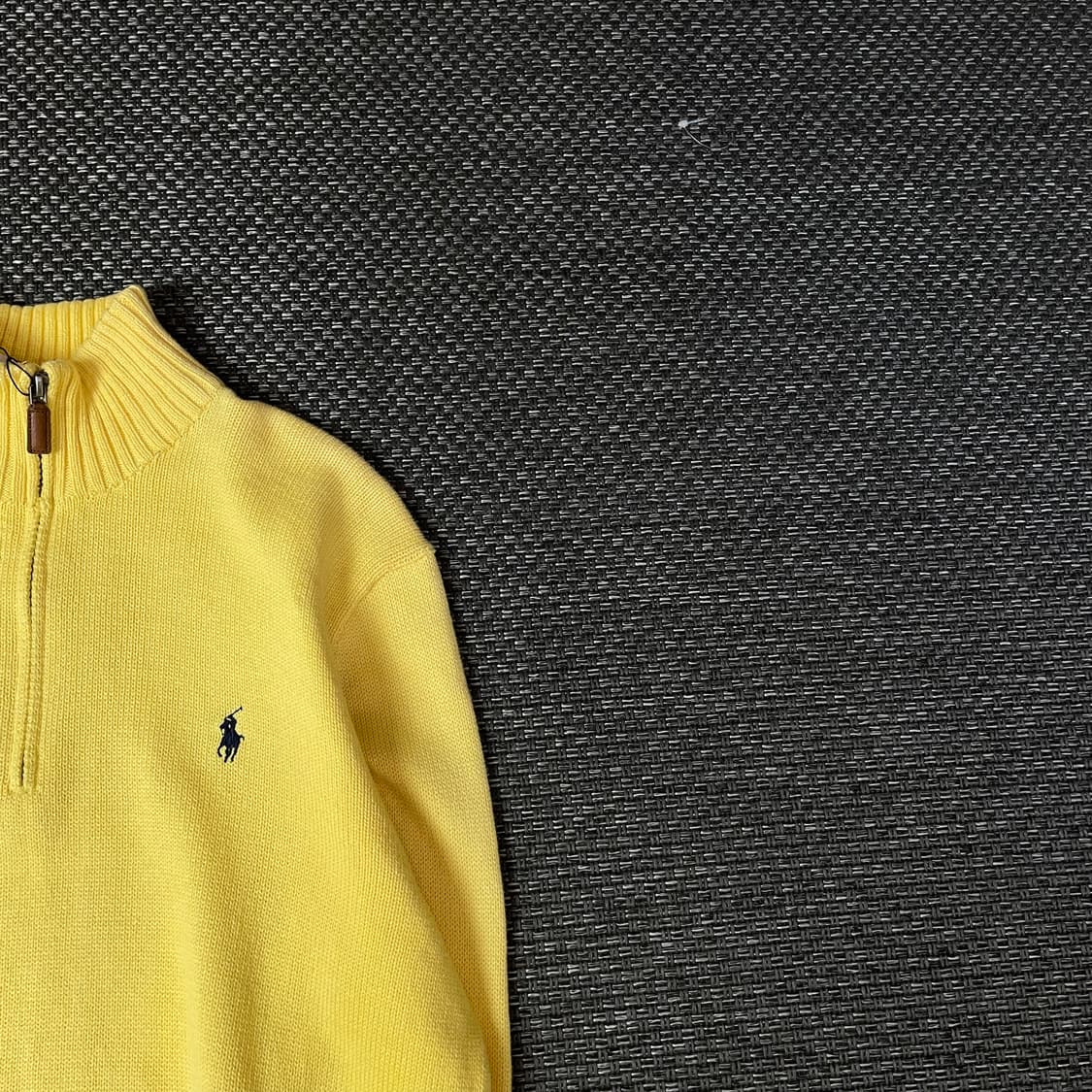 폴로랄프로렌 네이비포니 옐로우 반집업 케이블 니트 M 상품이미지3