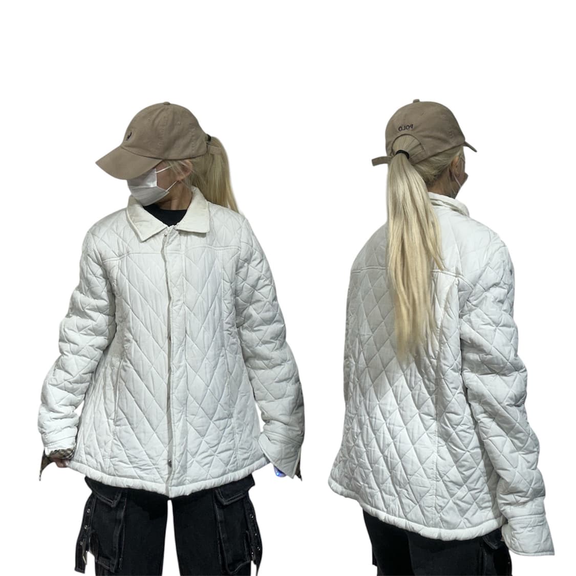 버버리 퀼팅 화이트 패딩 점퍼 L 상품이미지1