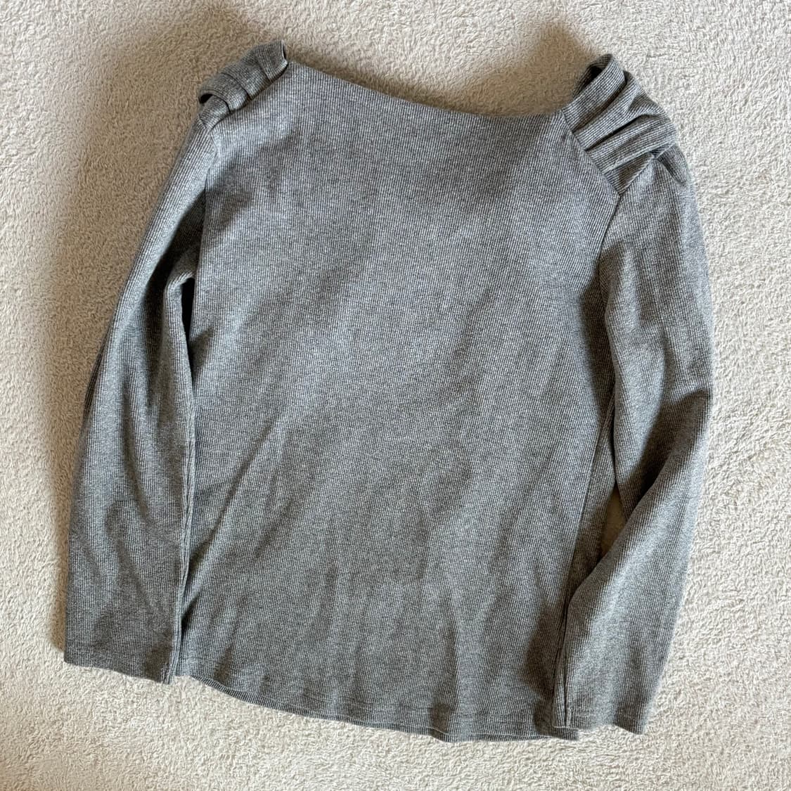 일본빈티지 dear plants 그레이 골지 큐빅 포인트 탑 상품이미지6