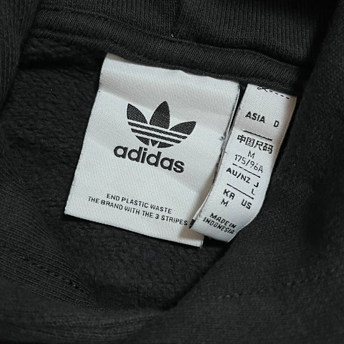 [정품] 아디다스 블랙 중앙 트레포일 후드티 [ M ] 상품이미지4