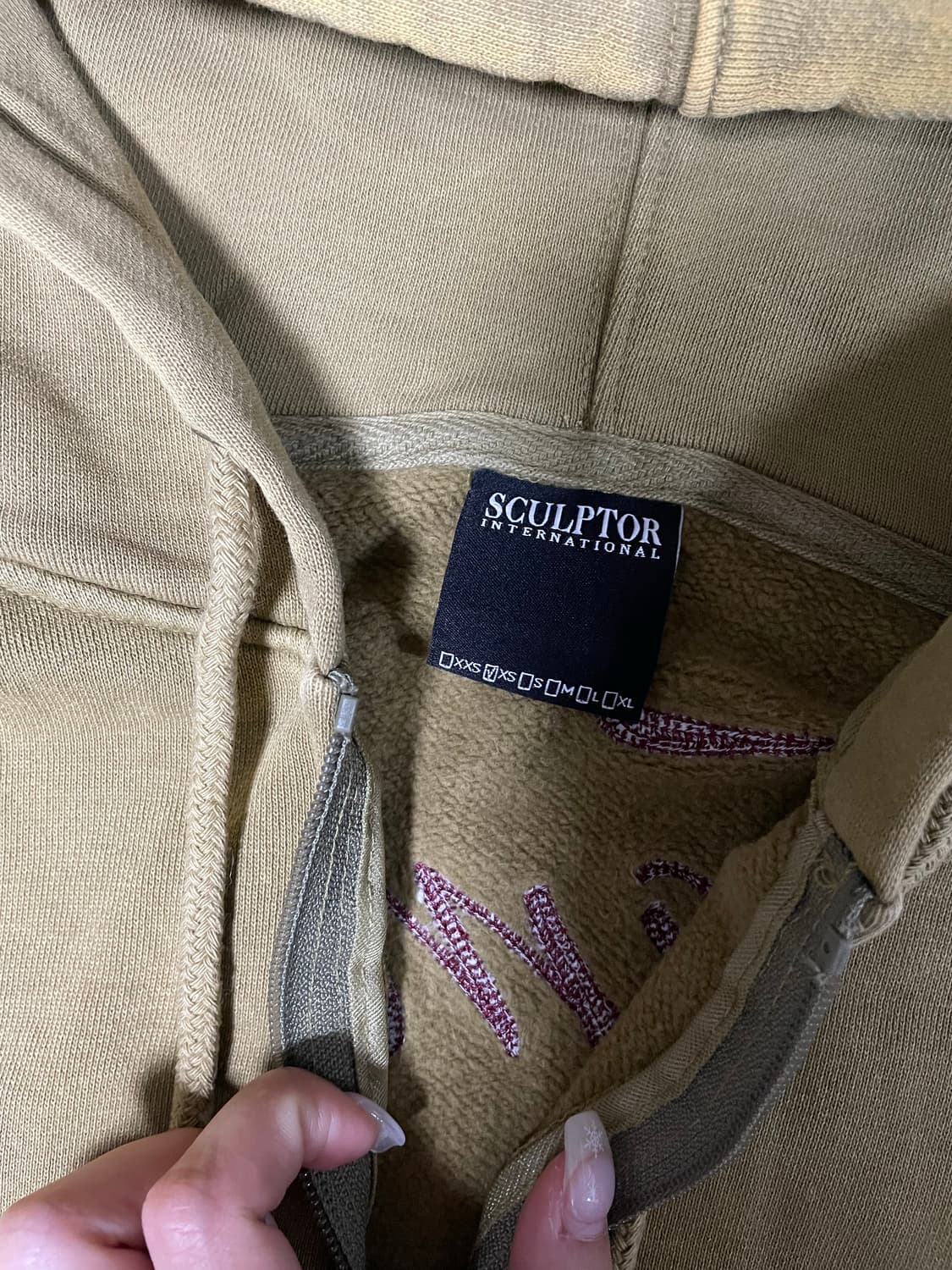 스컬프터 워시드 후드집업 카키브라운 XS사이즈 상품이미지5