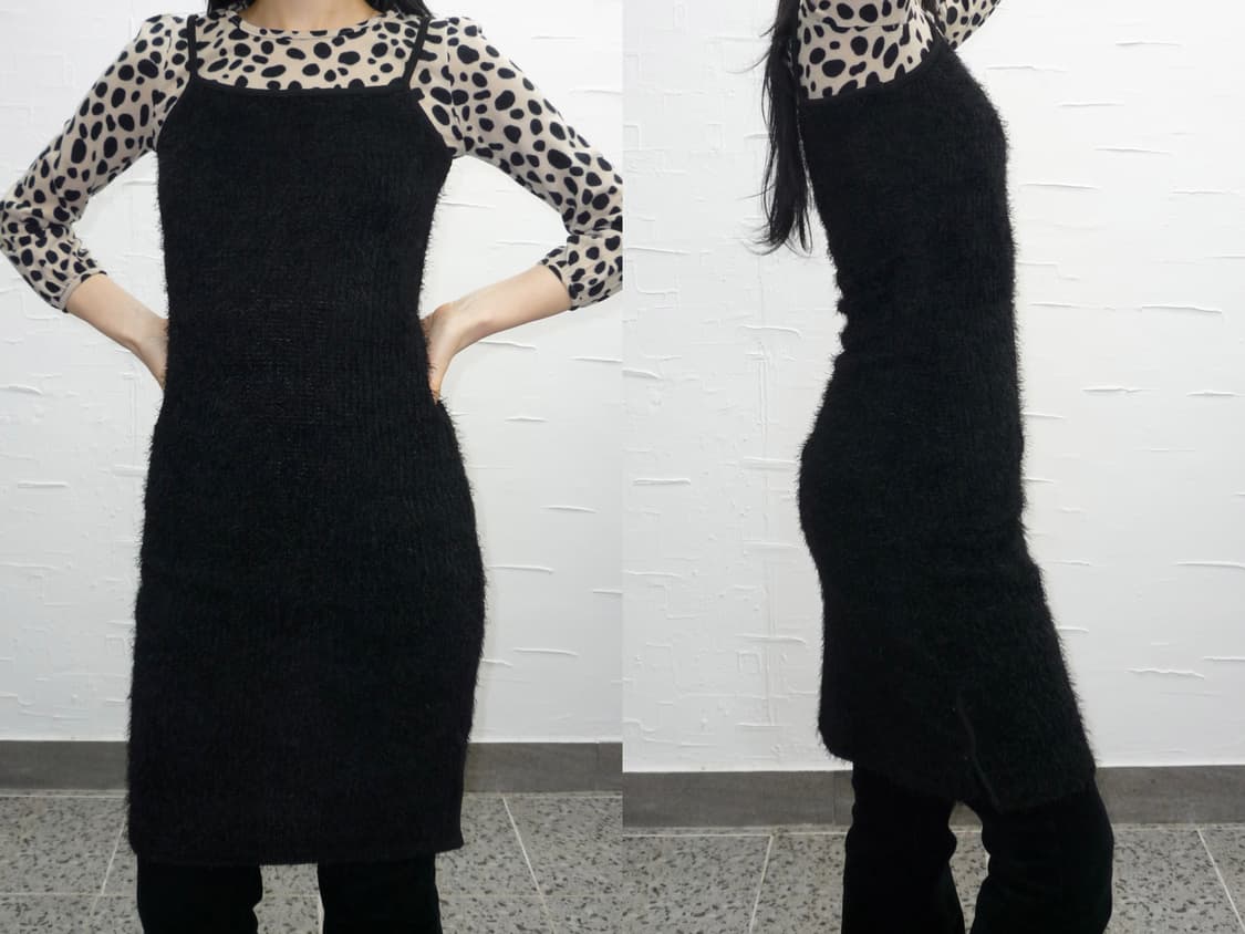 Black furry knit slip dressn 상품이미지2