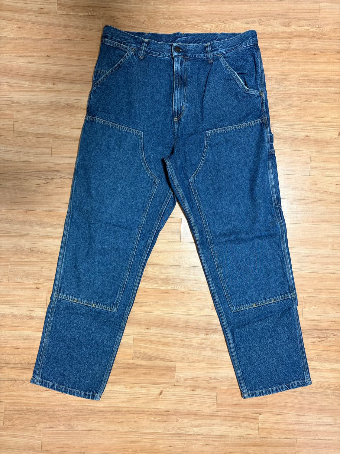 [34] 칼하트 WIP 페어필드 데님 더블 니 팬츠 블루 스톤 워시드 상품이미지2