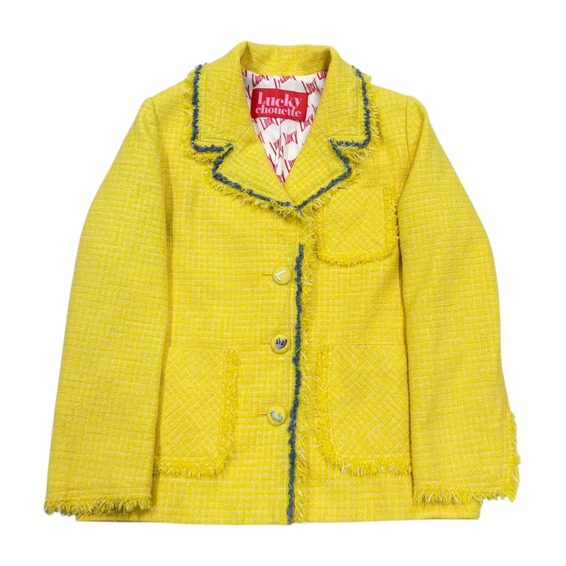 럭키슈에뜨 옐로우 트위드 자켓 36 상품이미지1