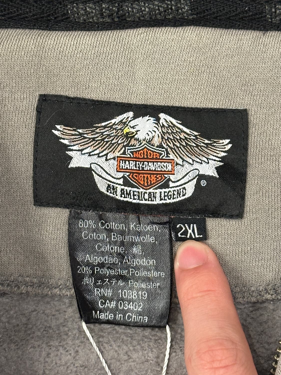 할리데이비슨 데미지드 후드 집업 XXL 상품이미지4