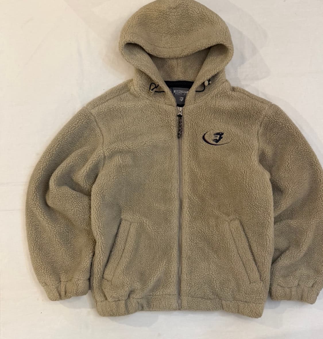 90s 스포츠 리플레이 올드스쿨 후리스 후드집업 베이지 상품이미지4