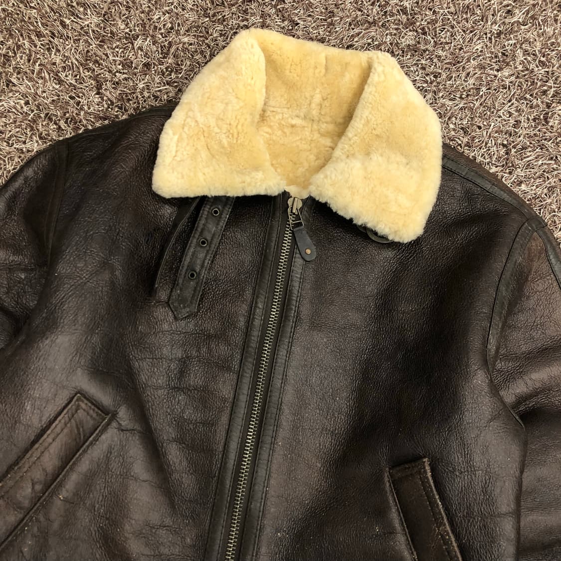 빈티지 B-3 양가죽 양털 시어링 레더 가죽 무스탕 자켓 상품이미지2