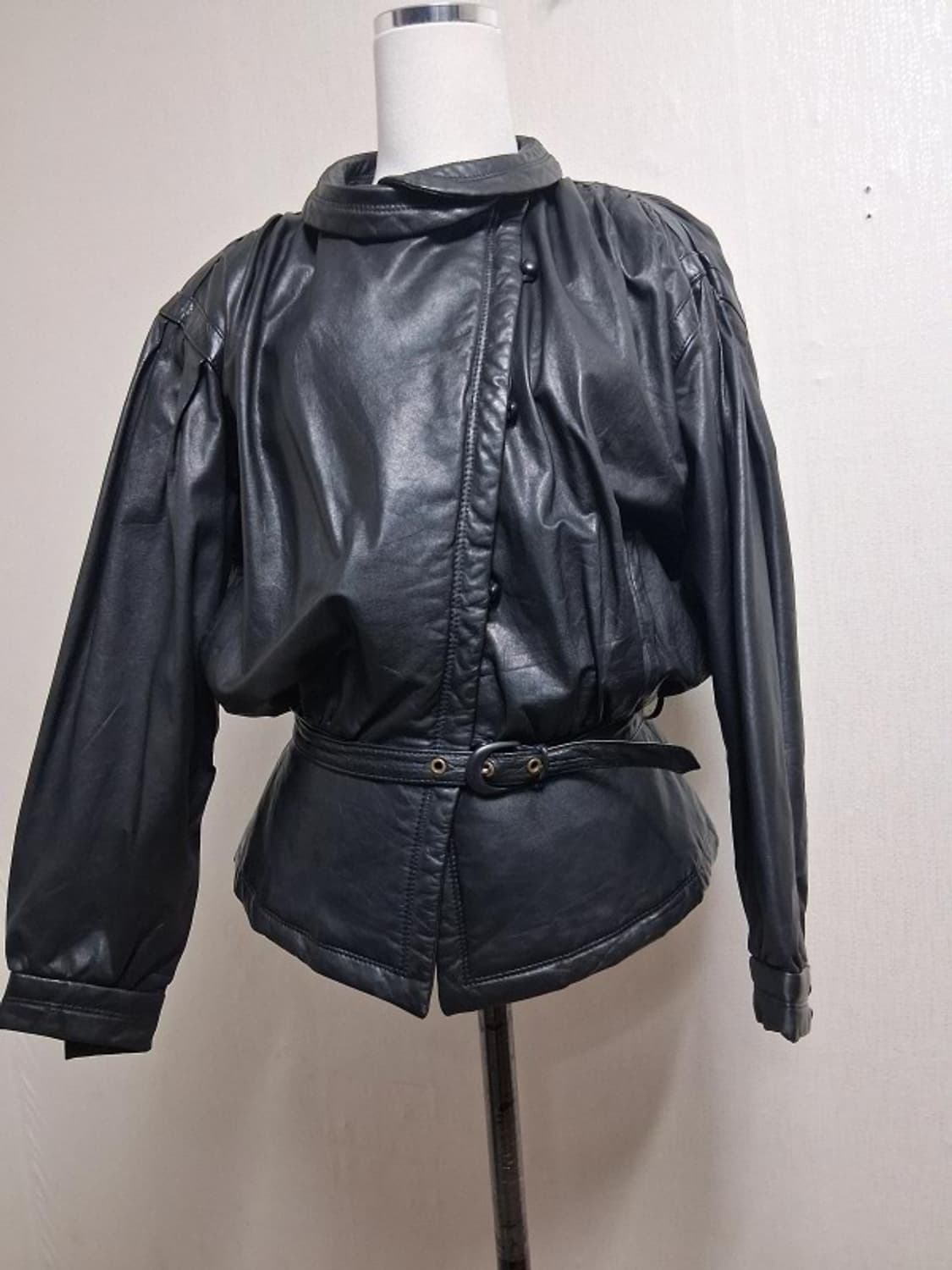 일본빈티지 짙은비둘기그레이 레트로가죽쟈켓 소가죽 여성5566까지
 상품이미지1