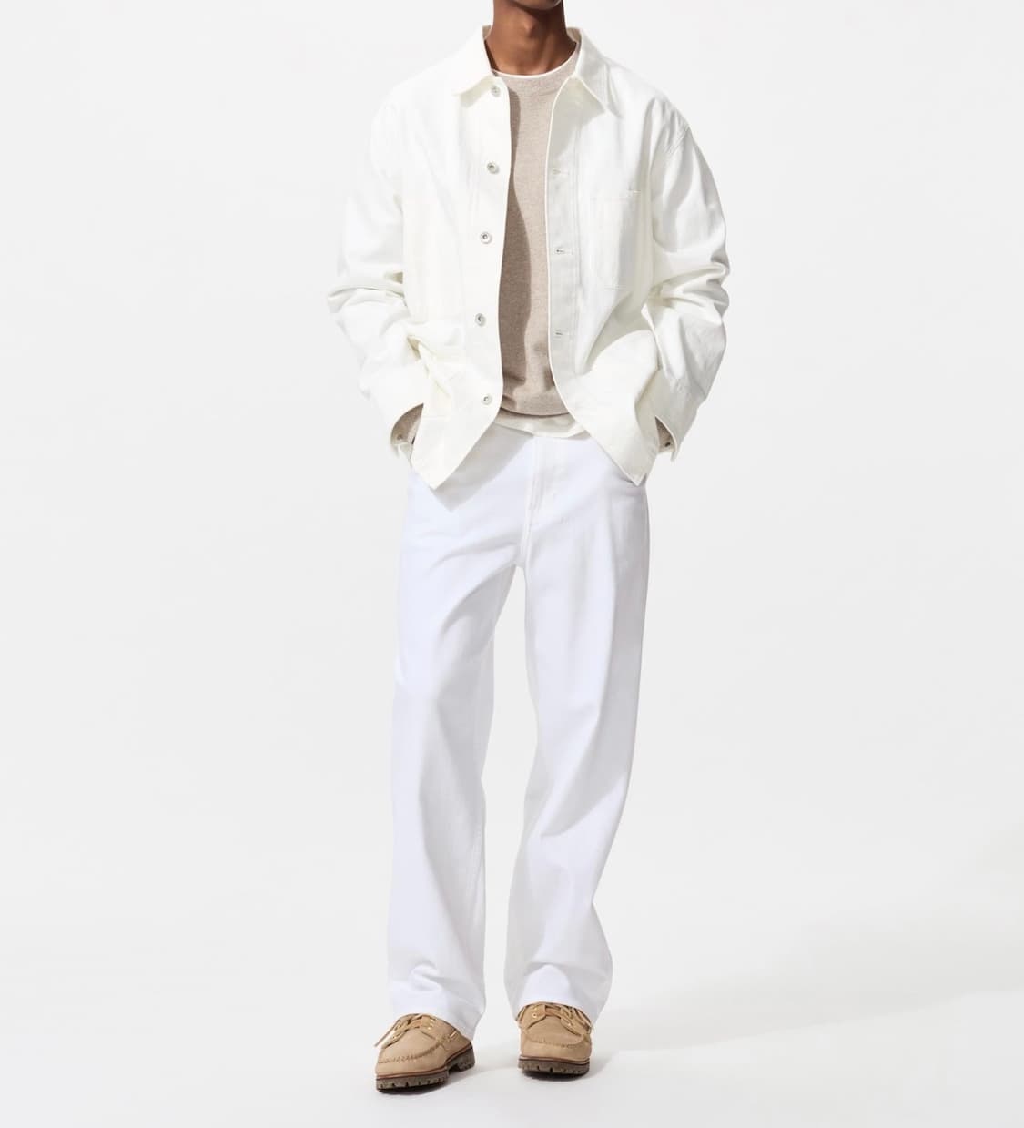 새상품)유니클로 데님자켓 트러커 화이트 상품이미지1