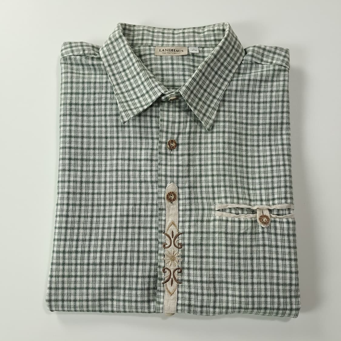 CK240 L 란트하우스 90s 독일 트라흐텐 바바리안 알펜 반팔 셔츠 상품이미지7