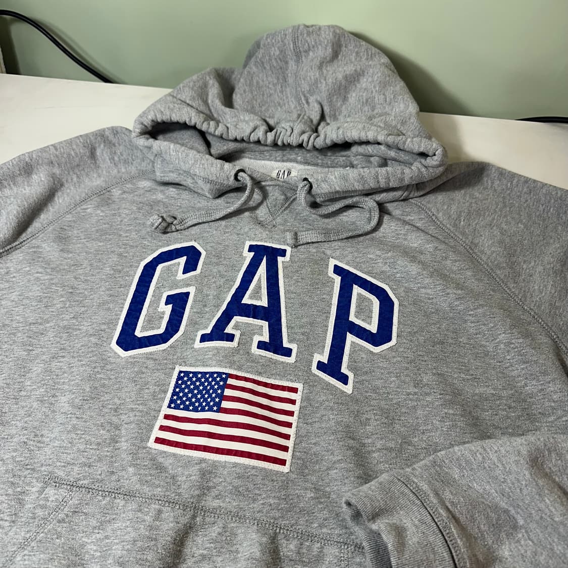 XL 갭 GAP 그레이 오버핏 성조기패치 스웻후드티 상품이미지1