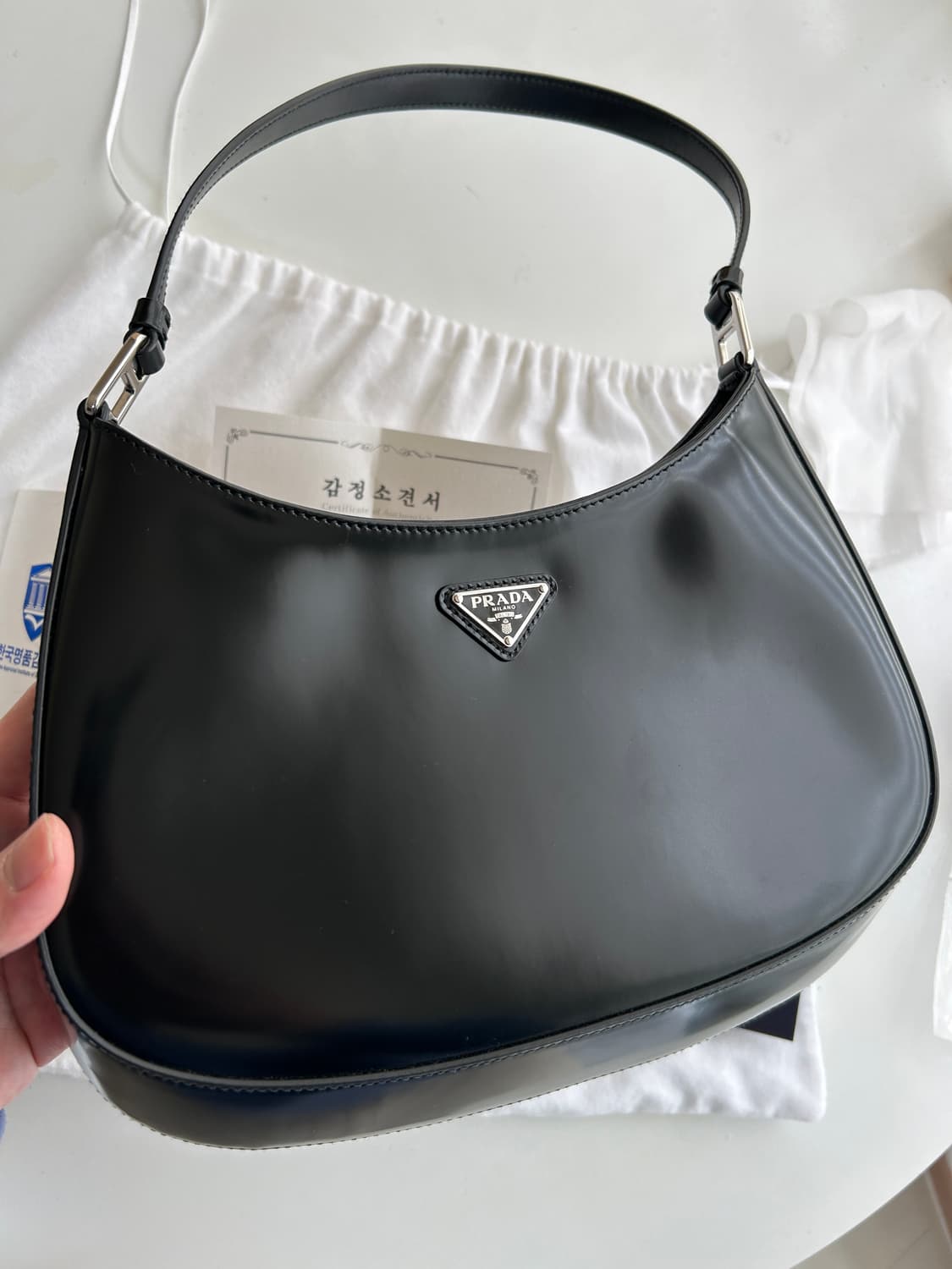 프라다 클레오 브러시드 레더 호보백 상품이미지3