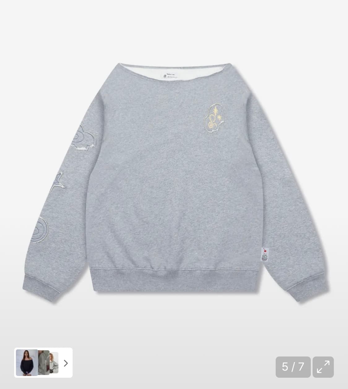 루나키후 구르구르 아플리케 원숄더 맨투맨 상품이미지1