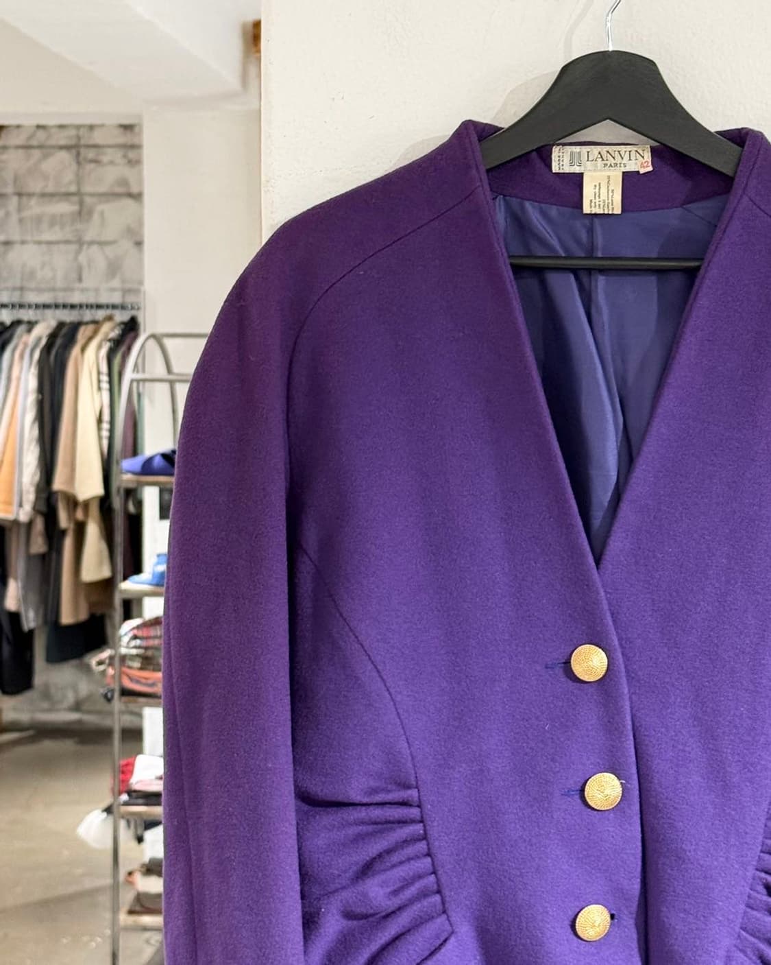 랑방 퍼플 라나울 캐시미어 혼방 셔링 자켓 상품이미지2