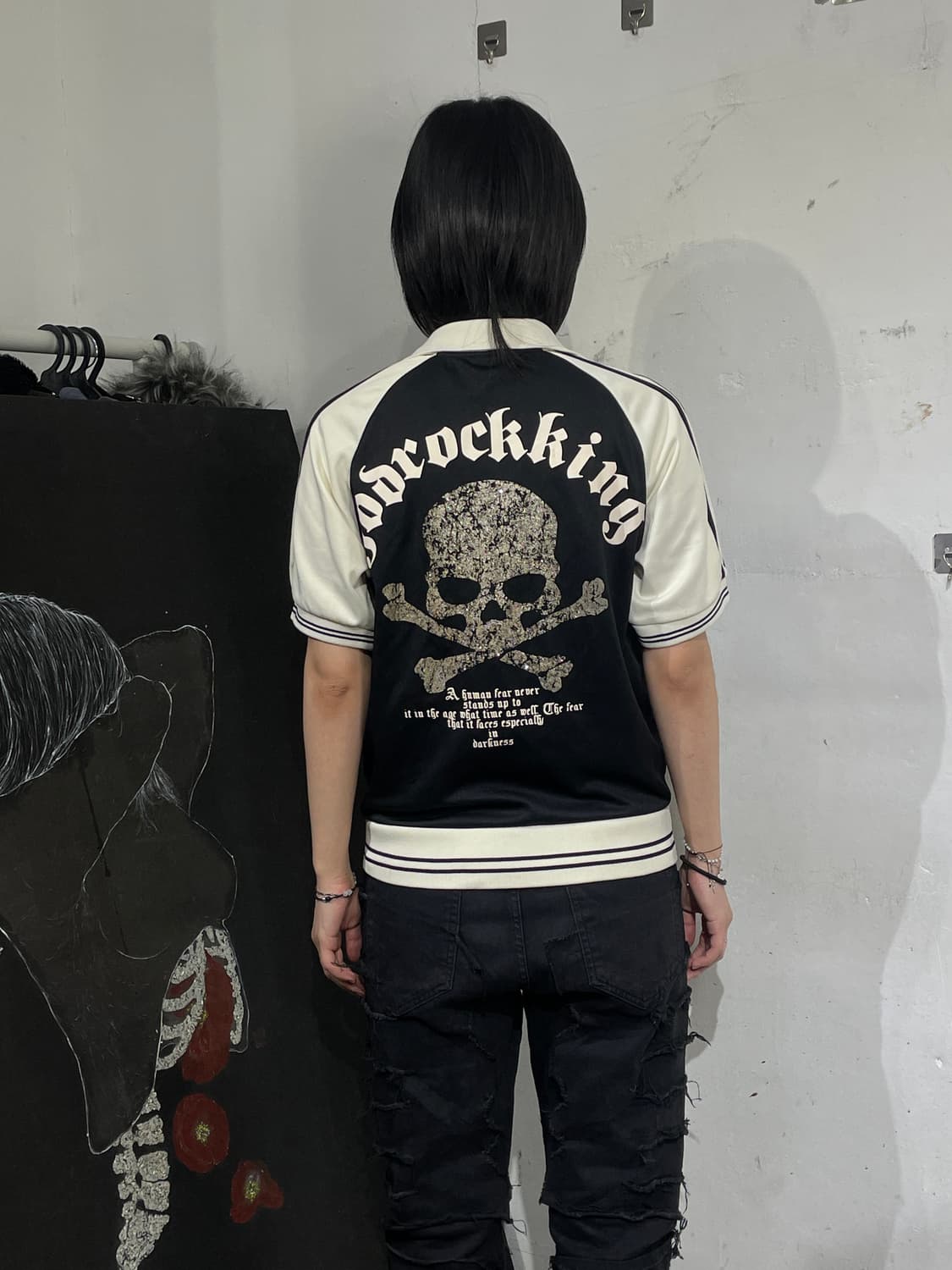 Jpn 일본빈티지 해골 펑크 집업 하프 반팔 져지 상품이미지1