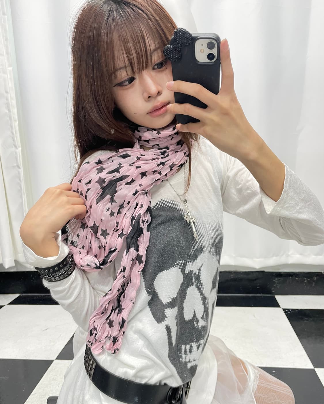 🎸핑크 스타 프린팅 스카프🎸 상품이미지2