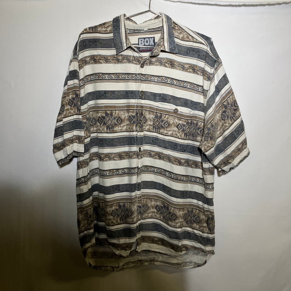 2XL)VTG 패턴 체크 반팔 셔츠 체크셔츠 상품이미지2