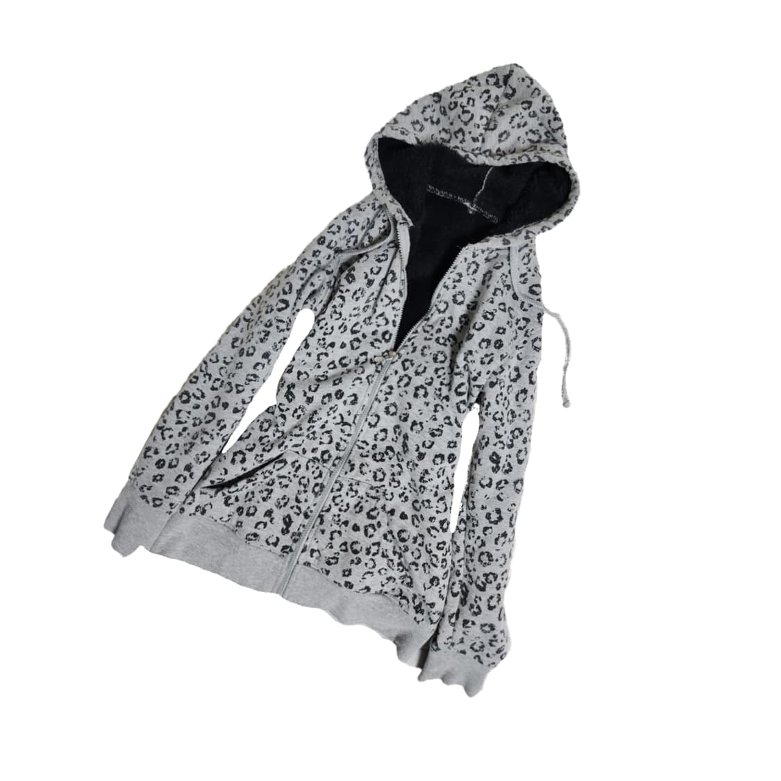 갸루 펑크 호피 기모 후드집업 상품이미지1