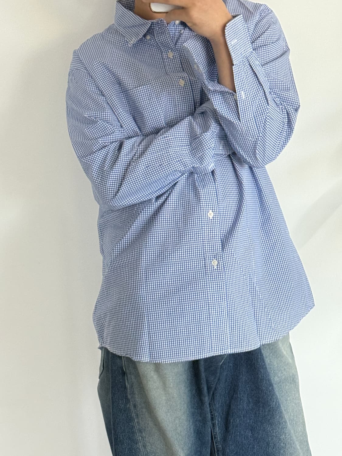 새상품급 유니클로 셔츠 블루체크 상품이미지3