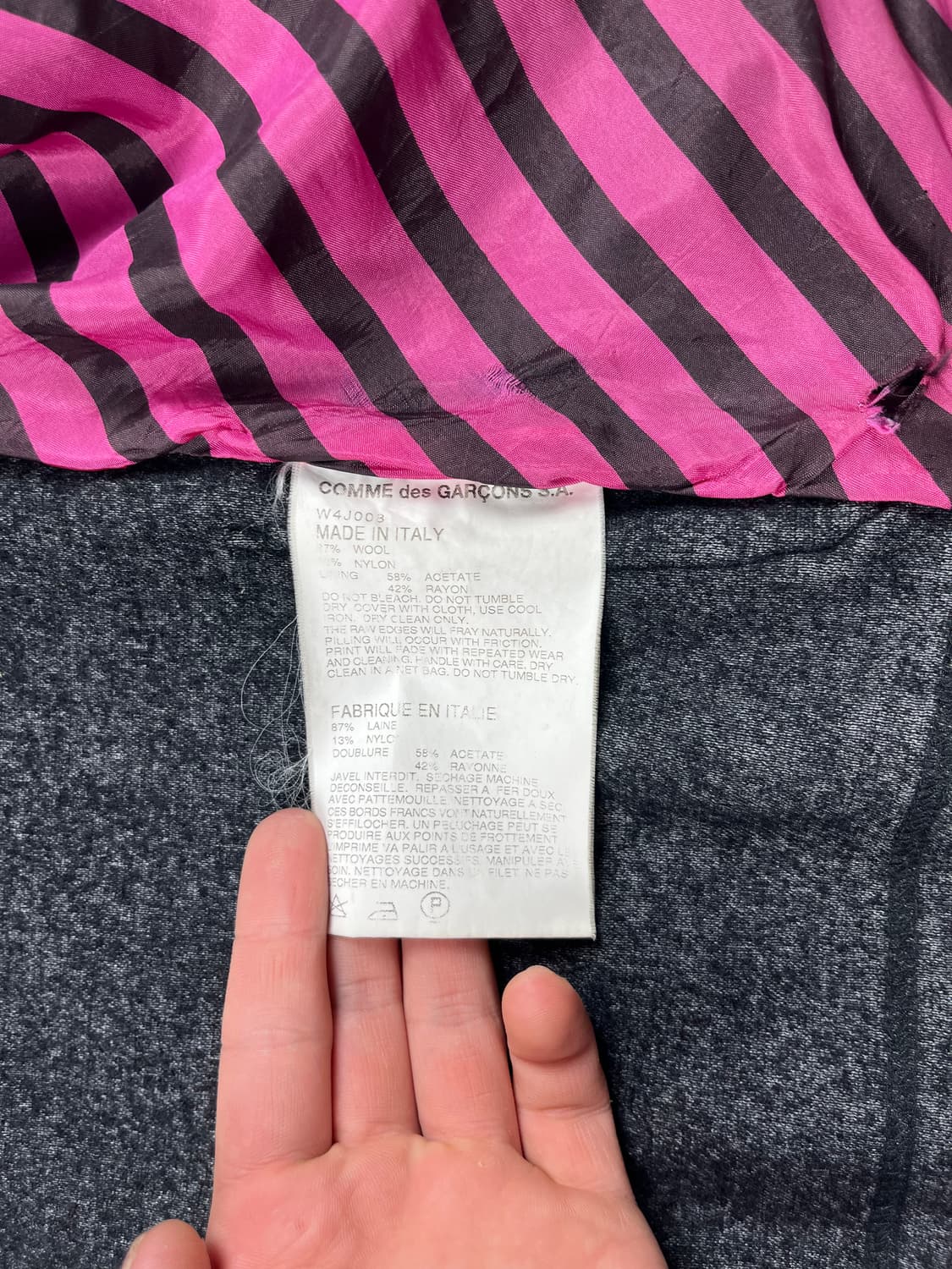 90s Comme des Garcons 축용울  소매 디스커팅 셔츠 자켓 상품이미지6