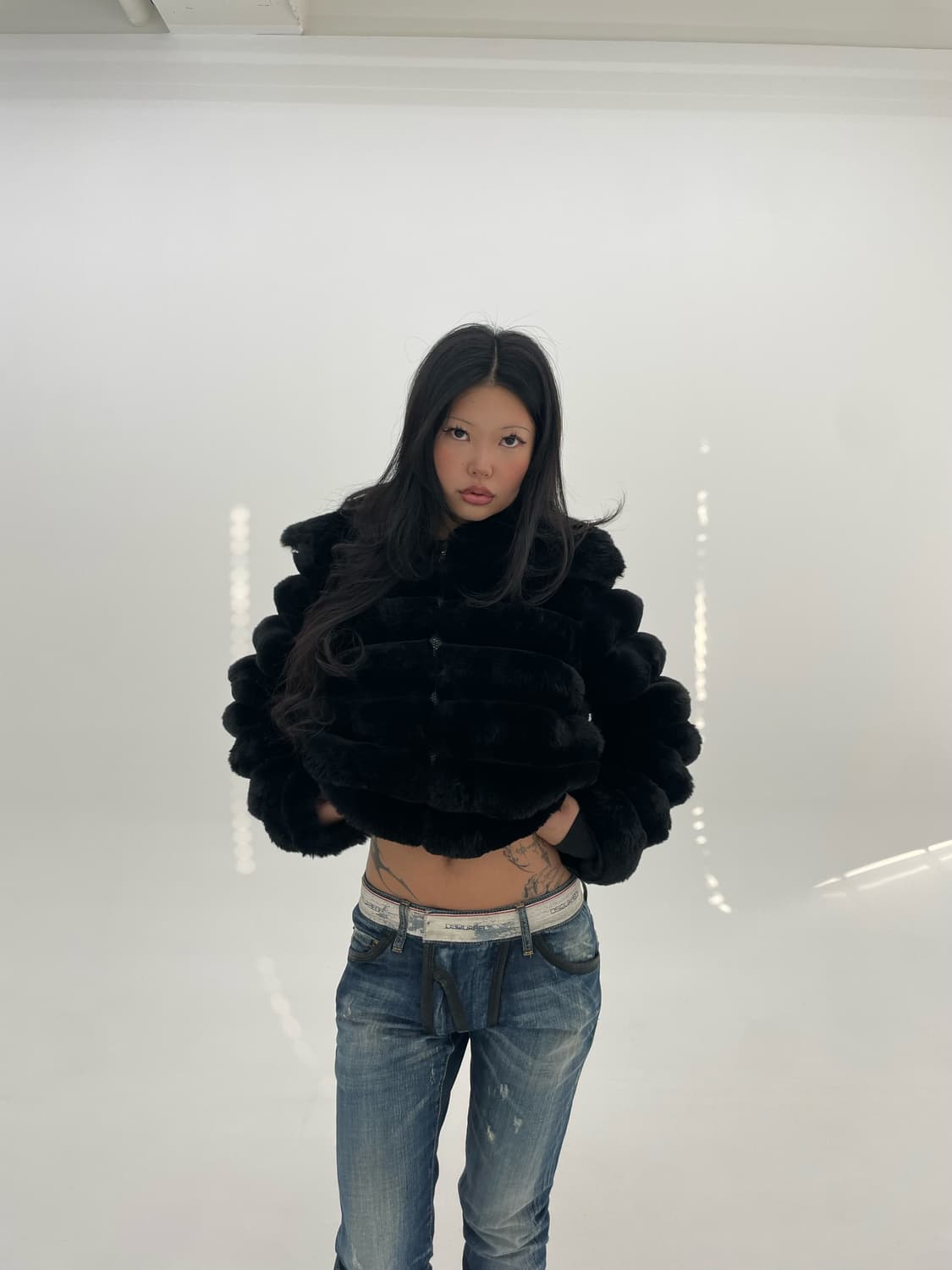 Vintage Black Fur Jacket 상품이미지3