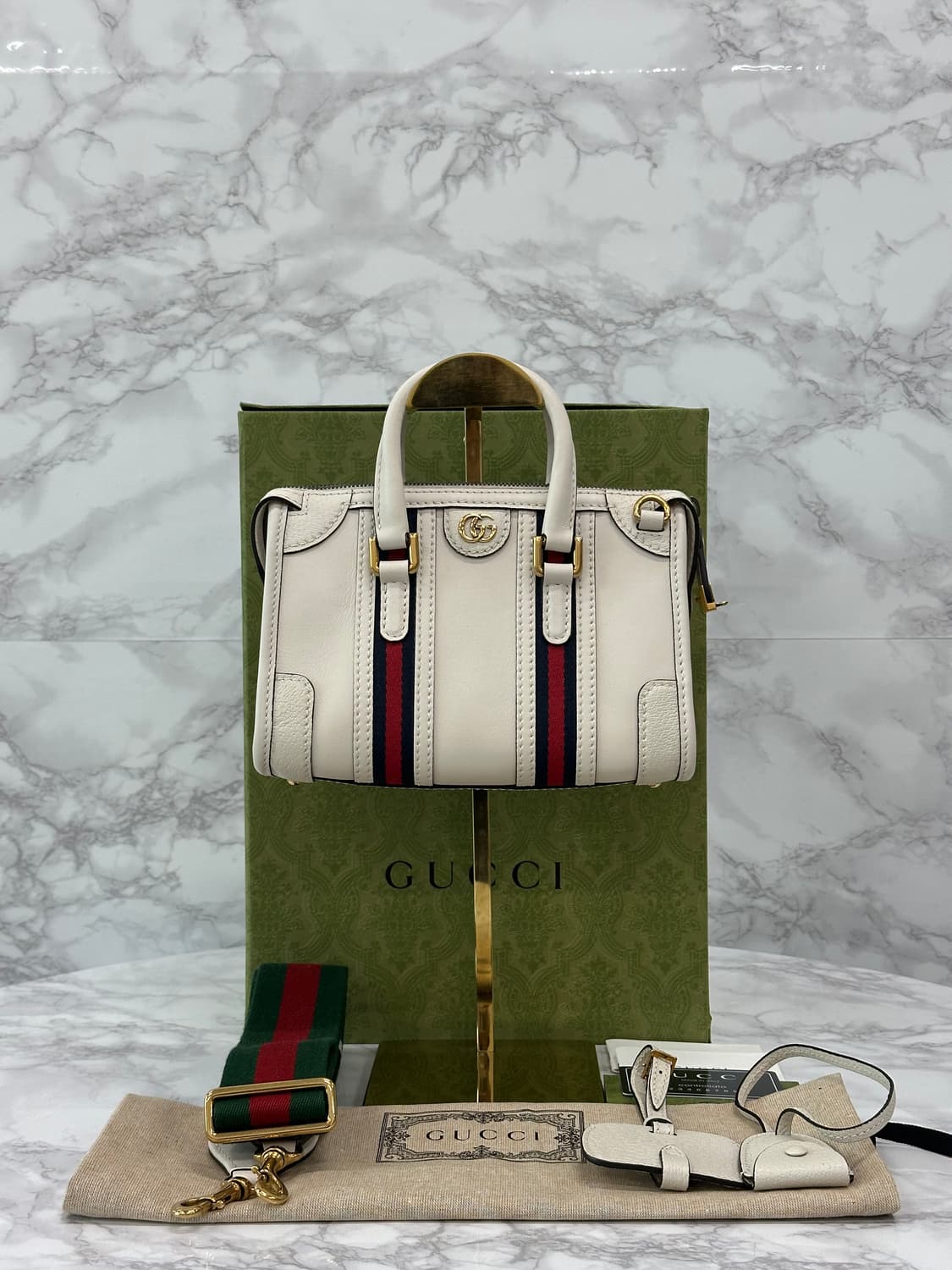 [새상품급/풀구성] 구찌 바울레토 탑핸들 미니백 화이트  상품이미지1