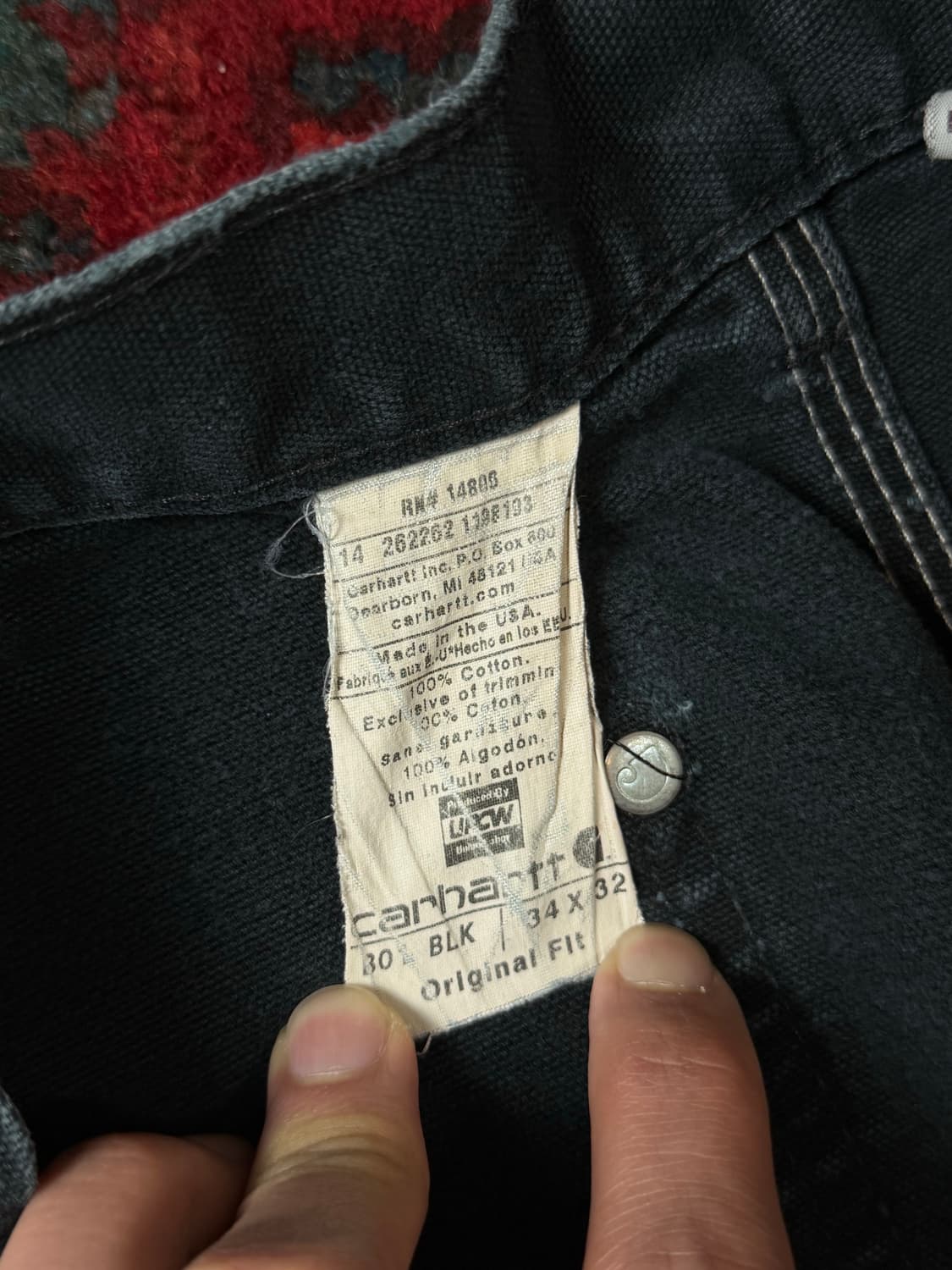 OG USA Made 칼하트 B01 더블니 블랙 칼하트 썩블니 카펜터 상품이미지9