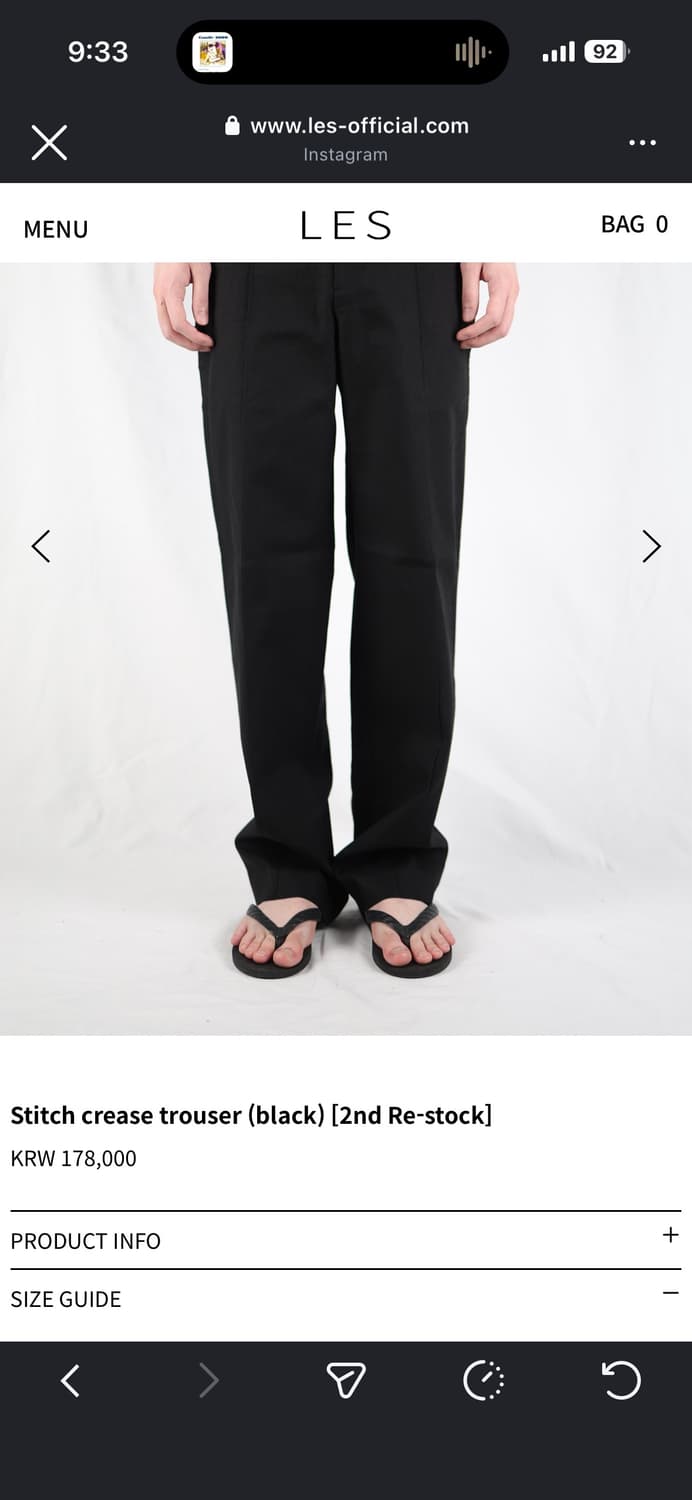 (구매) les Stitch crease trouser 블랙, 차콜 상품이미지1