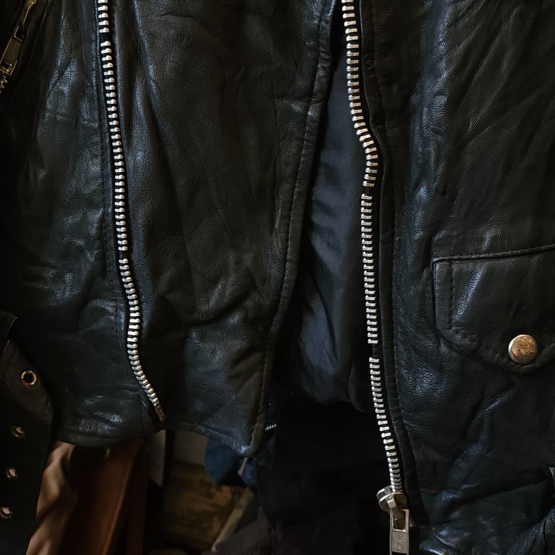 90s 빈티지 가죽자켓 브로큰 바이커 레더자켓 라이더자켓 L 상품이미지8