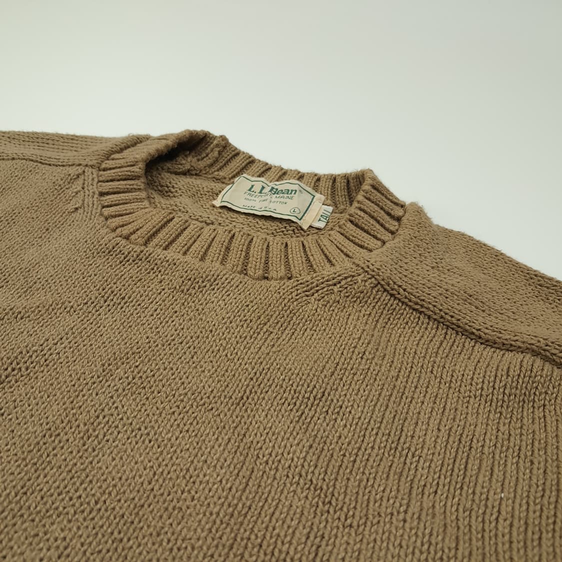 CL035 엘엘빈 미국판 80s파인코튼 래글런 탄 니트 스웨터 상품이미지4