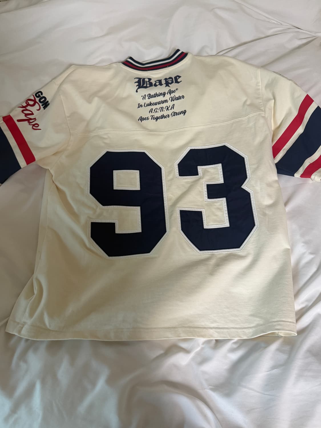 베이프 BAPE 93번 풋볼 저지 티셔츠 아이보리 상품이미지4