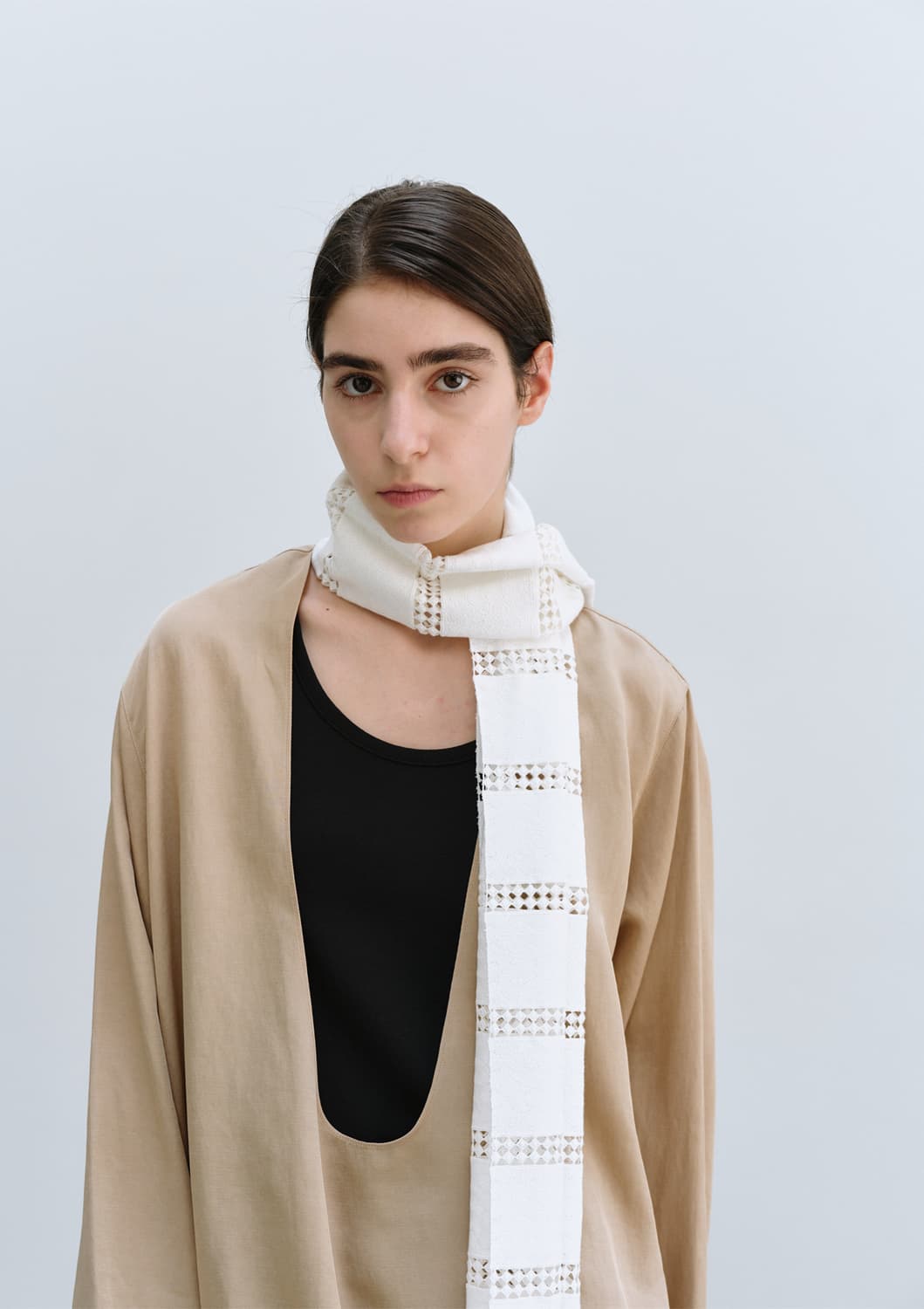 문달 Fringe Scarf in White 상품이미지4