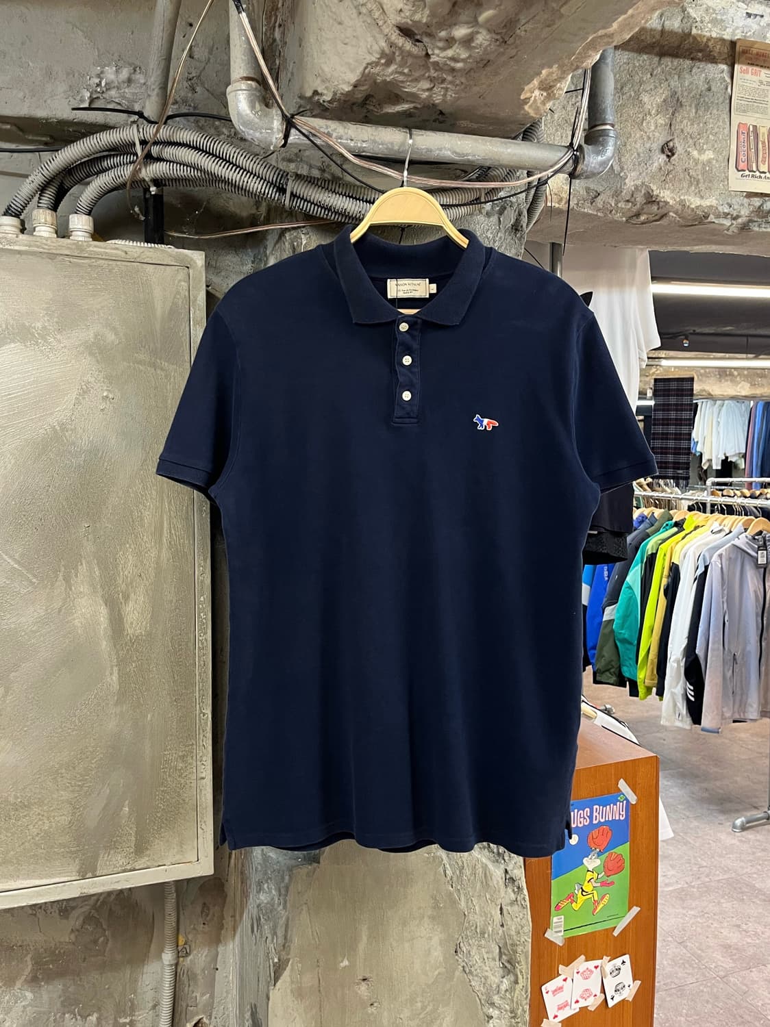 메종키츠네 반팔 카라티 네이비 L #csz2744 상품이미지1