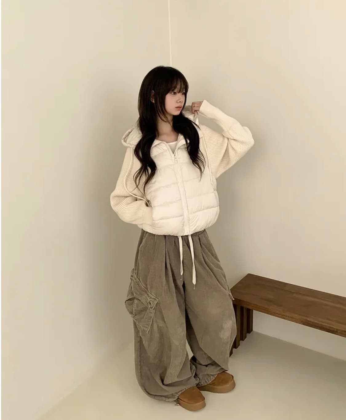 에이블리 니트 패딩 아이보리 새상품 상품이미지3