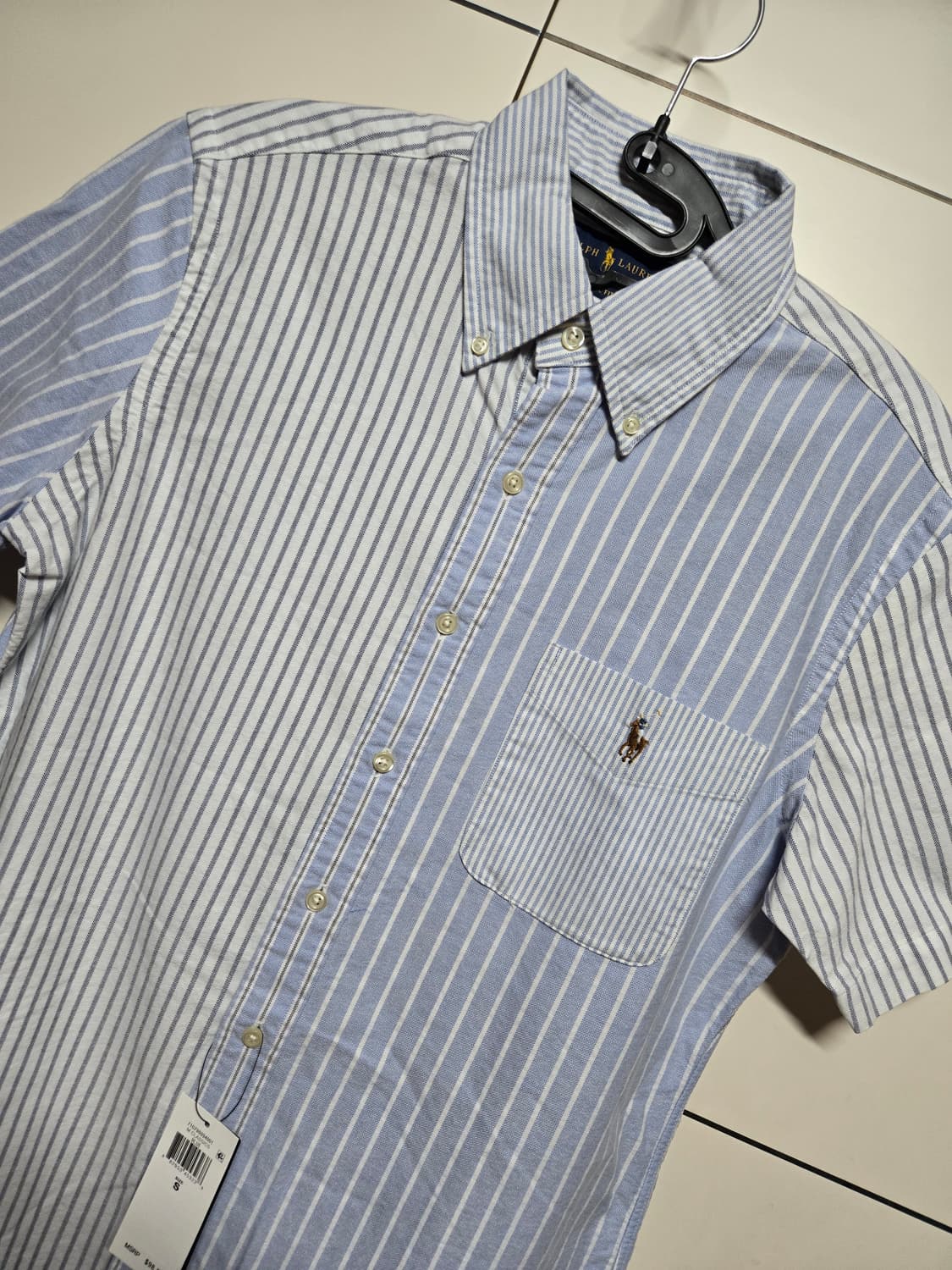 폴로랄프로렌 옥스포드 백색 스트라이프 반팔셔츠(새상품) 상품이미지2