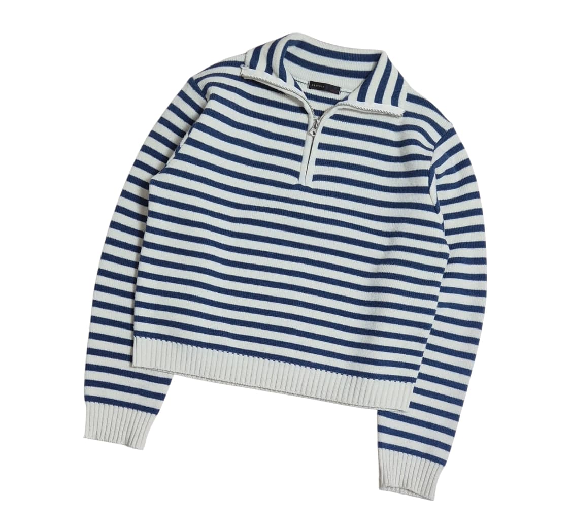 KNITPIA 반집업 스트라이프 니트 상품이미지1