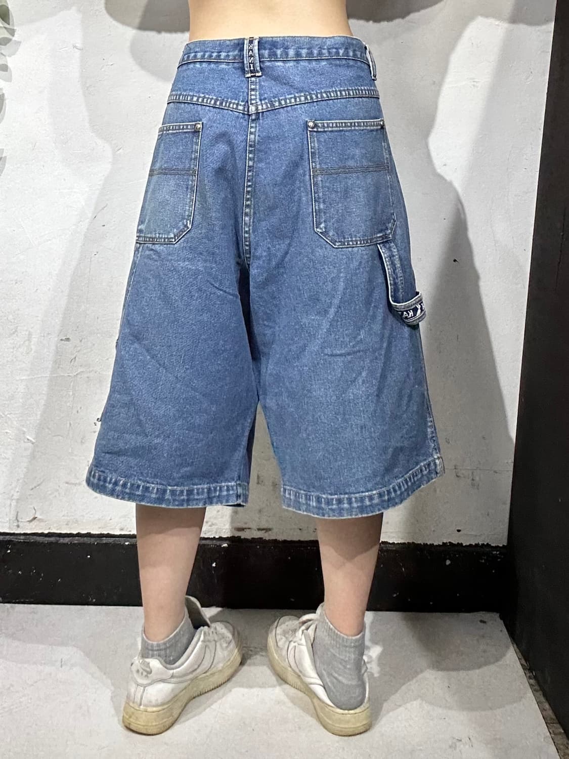 칼카니 빅 사이즈 올드스쿨 힙합 연청 와이드 데님 버뮤다 팬츠 반바지 상품이미지3