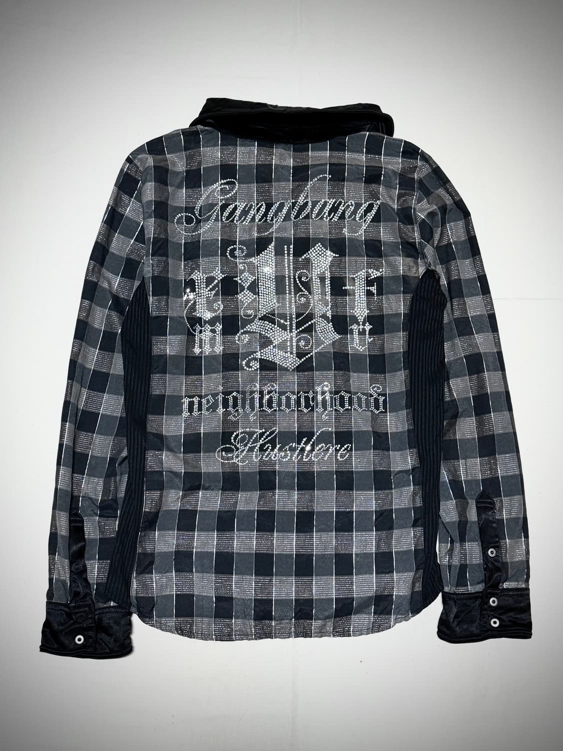 00s Xfrm 사틴 웨스턴 포켓 큐빅 빅로고 셔츠 상품이미지1