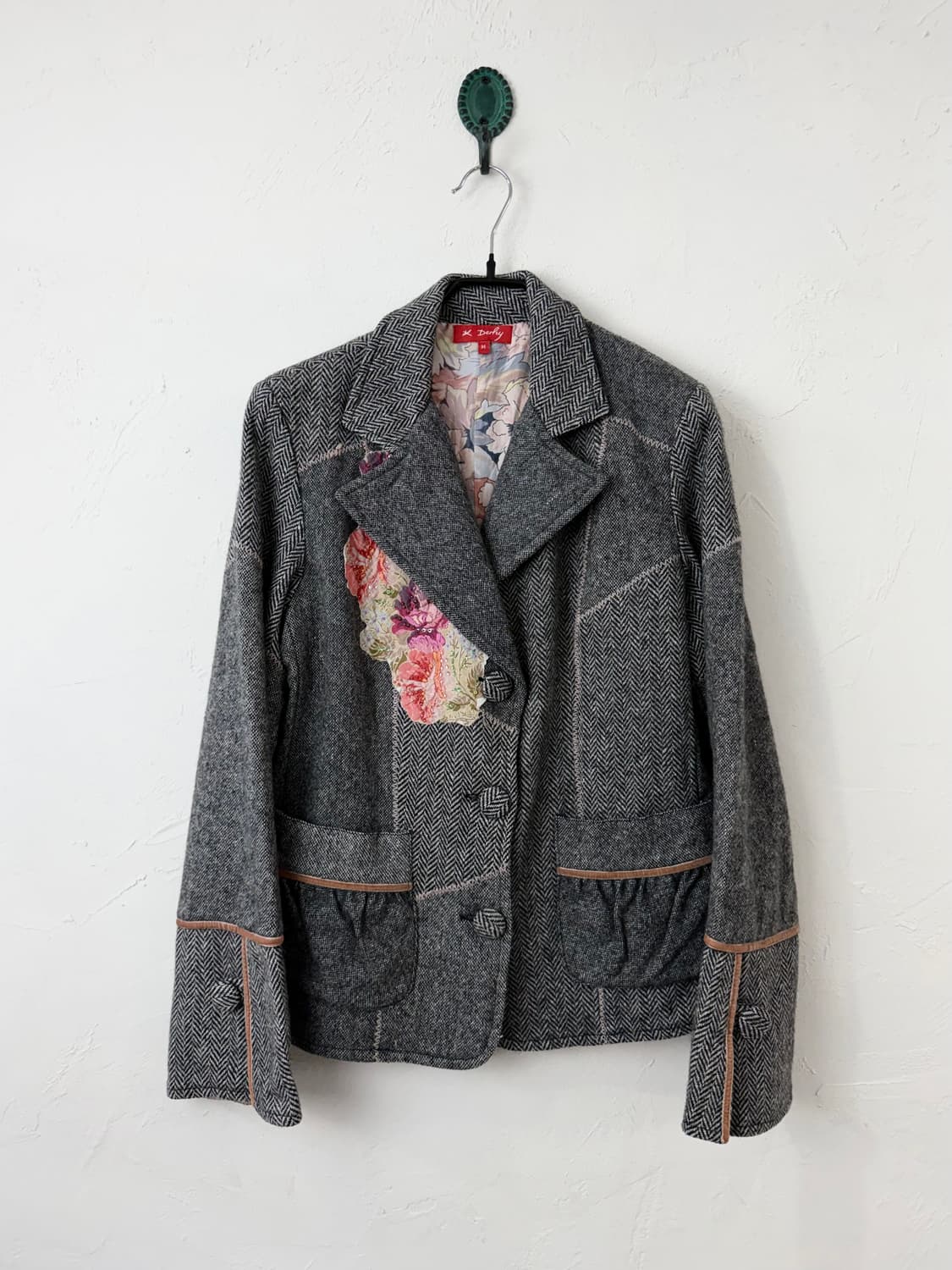 Derhy 핑크 스티치 패치워크 자켓 상품이미지1