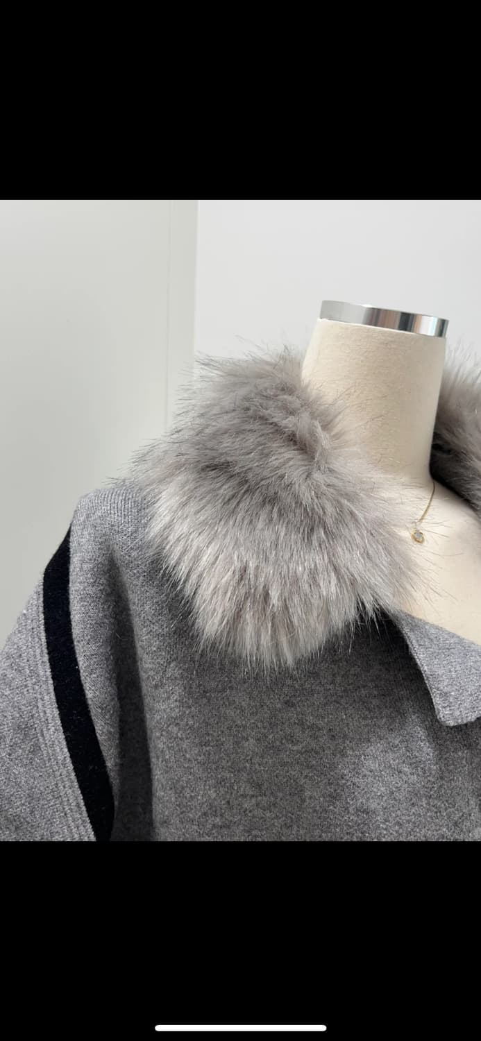 그레이 퍼 카라 반소매 코트 상품이미지2