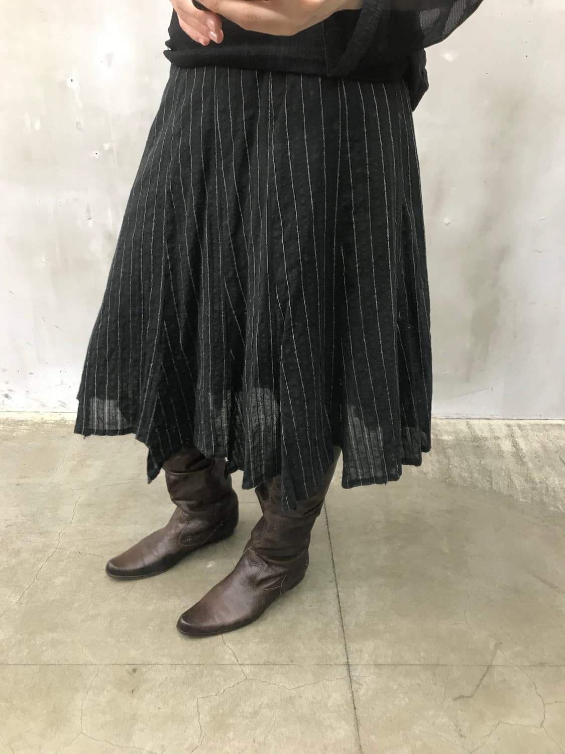 Unbalanced stripe midi sk  상품이미지3