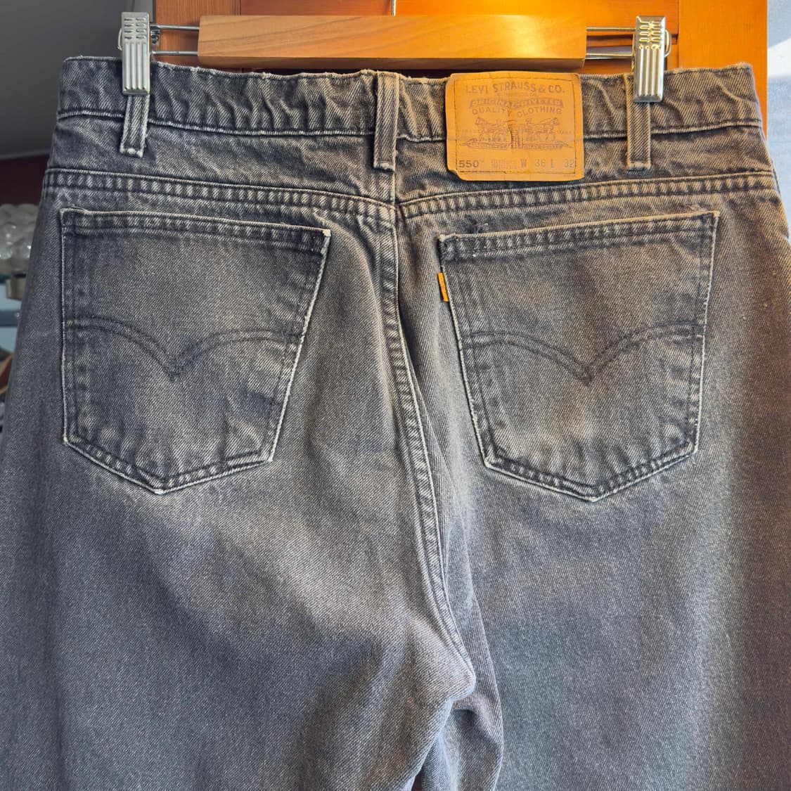 90s 리바이스 550 흑청 데님팬츠 W36 L32 상품이미지7